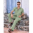 thumbnail image 6 of COOFANDY Men Vacation Outfits Sets Linen Sets Outfits 2 Piece Short Sleeve Casual Shirt Beach Pants Party Outfits, 6 of 7