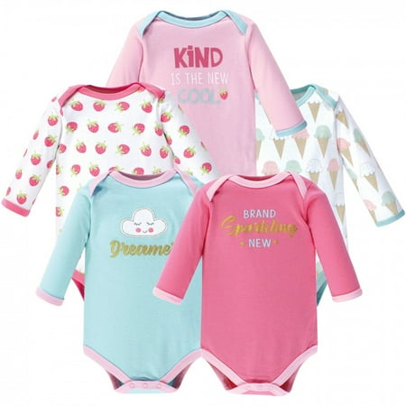 UPC: 0660168382563 | Luvable Friends Baby Girl Cotton Long-Sleeve Bodysuits 5pk  Dreamer  0-3 Months