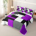 thumbnail image 3 of Castle Fairy Minimalism Color Block Quilt King 3 Pieces,Mid Century Square Layout King Coverlet Set,Purple Gray Black,1 Bedspread and 2 Pillowcases, 3 of 7