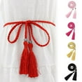 thumbnail image 2 of Ruanlalo Ethnic Women Braided Knot Tassel Belt Waistband Skinny Thin Waist Rope Strap Rose Red, 2 of 6
