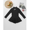 thumbnail image 4 of Hansber Girls Long Sleeves Sequins Mesh Patchwork Gymnastics Ballet Dance Dress Figure Ice Skating Black 8, 4 of 7