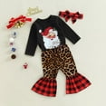 thumbnail image 5 of Odeerbi Baby Girls Clothes Toddler Outfit Christmas Outfit Santa 2025 Long Sleeve Sweatshirt Top Bell Bottoms Pants Set Christmas Clothes Black, 5 of 9