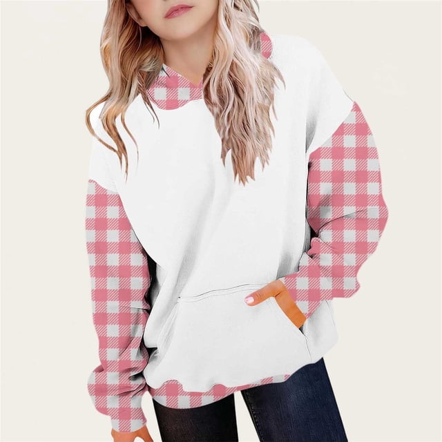 Sudadera con capucha para niños, cuello redondo, manga larga, ropa de abrigo para niños de talla mediana y grande, jersey, blusa de poliéster para niños