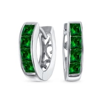 Bling Jewelry Womens Unisex Small CZ Hoop Earrings in Gold-Plated Sterling Silver Multi-Color Options