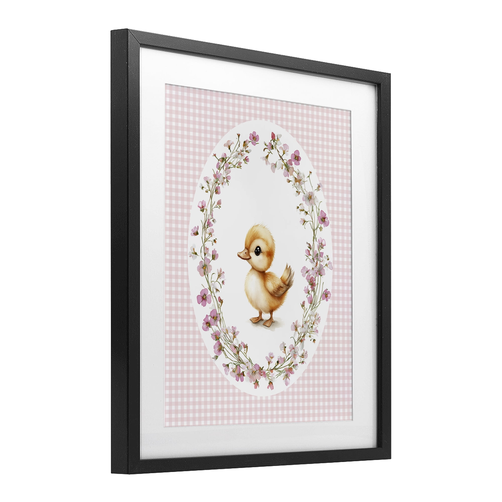 Stupell Industries Spring Gingham Duckling Black Framed Print Under Glass, design by Christine Simpson Art