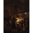 thumbnail image 2 of Joseph Wright of Derby 12x14 Black Ornate Wood Framed Double Matted Museum Art Print Titled: The Blacksmith's Shop, 2 of 5