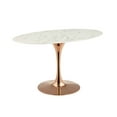 thumbnail image 3 of Modern Deco Contemporary Urban Design Kitchen Dining Room Dining Table, Metal Steel Artificial Marble, White Rose Gold, 3 of 4