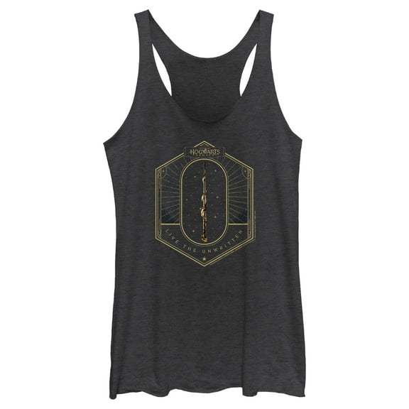 Women's Hogwarts Legacy Live the Unwritten Racerback Tank Top Black Heather Small