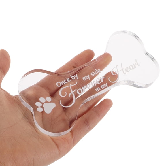 NICEXMAS Bone Shaped Dog Memorial Plaque Transparent Pet Garden Tribute Ornament