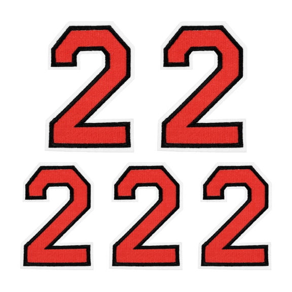 Iron on Number 4.4"/3.1" Number 2 Patches for Repairing Clothing DIY (Red, Pack of 5)