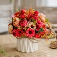 thumbnail image 4 of VQPeo Fake Flowers in Vase, Small Artificial Silk Flowers with Vase, Faux Flower Arrangement for Home Office, Coffee Dining Table Centerpiece Decor, 4 of 5