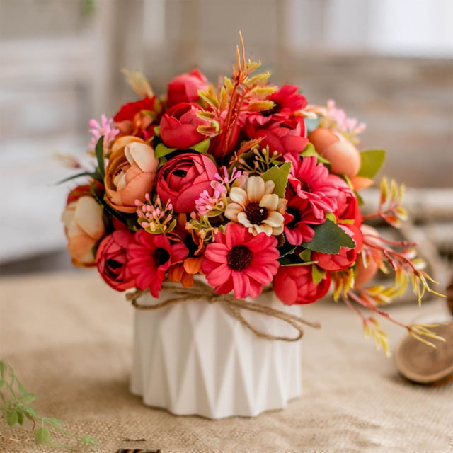 Cyber and Monday Sales! kkbbma Artificial Flowers Clearance Simulation Flower Set Ceramic Vase Rose Simulation Plant Pot Home Decoration Fake Flower Pot Fake Flowers Artificial Flowers
