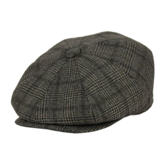 Men's Glen Plaid Wool Blend Tweed Herringbone Newsboy Ivy Cap Snap Brim Gatsby Hat