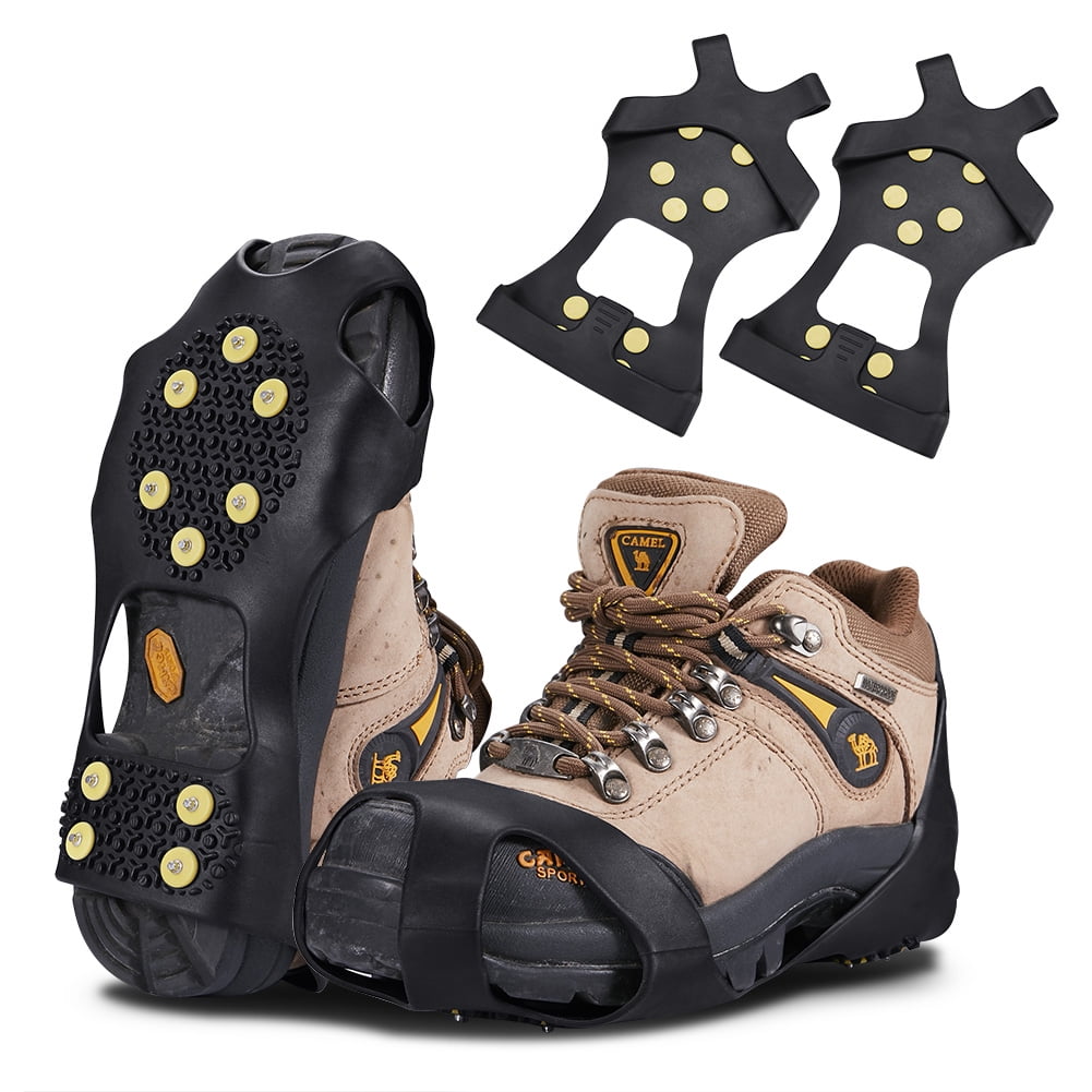 10 Spikes Crampons,Anti-Slip Ice Cleats Traction Snow Grips for Shoes,Boots 