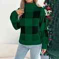 thumbnail image 5 of Women's Christmas Casual Color Block Plaid Long-Sleeved Turtleneck Sweater for Holiday Festive Wear and Casual Comfort,Dark Green,L, 5 of 8