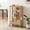 Natural, variant on Oufan Farmhouse Antique cabinet, Wood Display Cabinet with 2 Glass Doors & Adjustable Shelves, 3-Tier Storage Organizer for Living Room, Kitchen