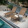 thumbnail image 3 of Pellebant 2 PCS Outdoor Chaise Lounge Aluminum Patio Recliner Chairs with 2 Wheels Brown, 3 of 9