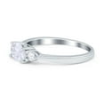 thumbnail image 3 of Three Stone Oval Engagement Ring Simulated Cubic Zirconia 925 Sterling Silver Size 5, 3 of 4