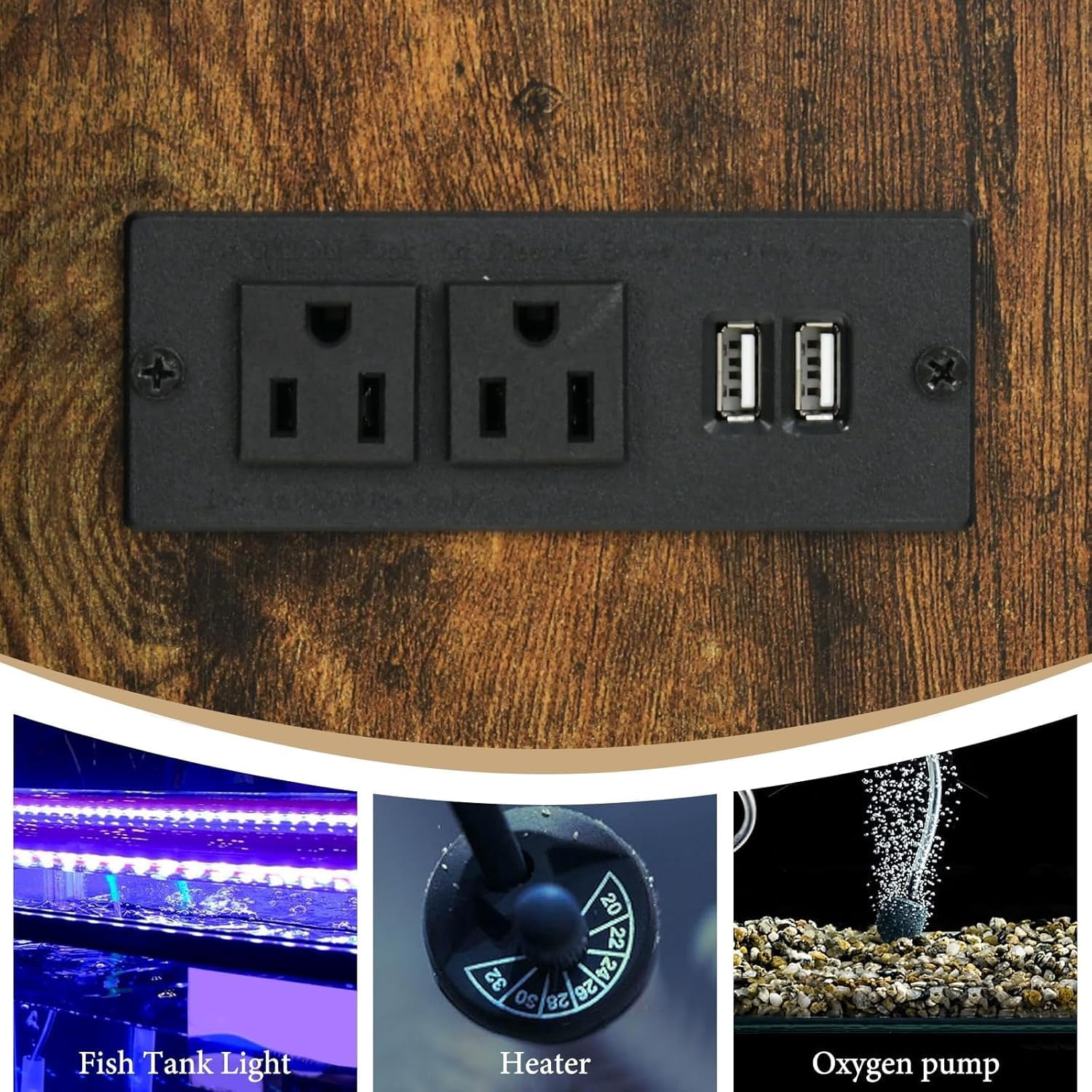 DreamCurship 55-75 Gallon Aquarium Stand with Storage Cabinet & Power Outlets LED Light, Fish Tank Stand with Drawer & Barn Door, Suitable for Fish Tank Stand, Turtle Tank, Reptile Terrarium, Brown