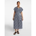 thumbnail image 2 of Time and Tru Women's Cotton Double Cloth Midi Dress with Short Flutter Sleeves, Sizes XS-XXXL, 2 of 5