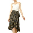 thumbnail image 6 of Allegra K Women's Ruffle Flare Tie Waist High Low Floral Wrap Skirt, 6 of 7