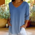 thumbnail image 5 of Tqcoqu Women's V Neck Tunic Tops,3/4 Sleeve Gradient Print Casual Loose Daily Wear Tops,Navy Women's S-XXL, 5 of 7