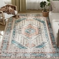 thumbnail image 2 of HOMCOM 4x6 Area Rug, Vintage Machine Washable Rug, Non-Slip Floor Carpet for Living Room, Bedroom, Dining Room, Home Office, Brown and Blue, 2 of 9