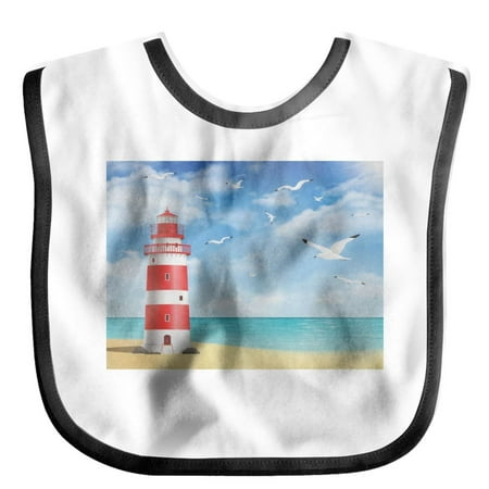 

Soft Cotton Toddler Bibs Beach Realistic Illustration Lighthouse Superbib Baby And Toddler For 6-24Months Essential Must Have For Eating Feeding