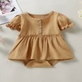 thumbnail image 2 of Nouveau-né Fille Manches Courtes Romper Couleur Unie Cou Patchwork Robe Style Body, 2 of 6