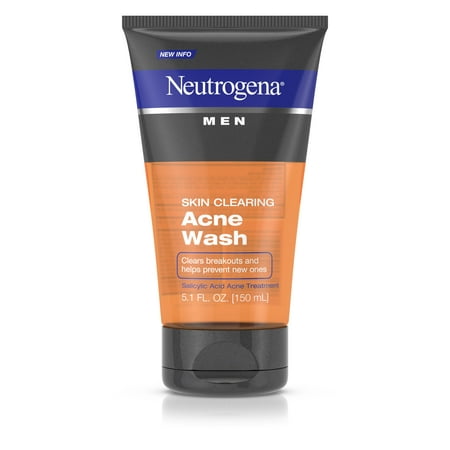 (2 pack) Neutrogena Men Skin Clearing Salicylic Acid Acne Face Wash, 5.1 fl. (Best Oil To Wash Face With)