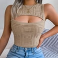 thumbnail image 4 of Njoeus Women's Front Cut Out Knit Sweater Crop Tank Top Casual Sleeveless Summer Sweaters Vest Tops, 4 of 5