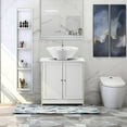 thumbnail image 5 of Bonnlo Pedestal Sink Storage Cabinet with 2 Doors Traditional Under Sink Cabinet Bathroom Space Saver Organizer with Adjustable Shelf White 3 5/8" W x 11 7/16" D x 23 5/8" H, 5 of 9