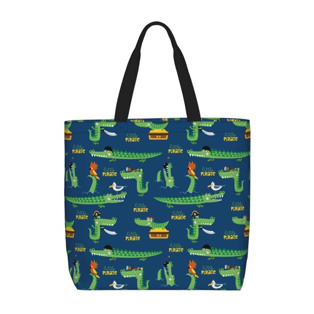 Easygdp Little Pirate Crocodile Bolsa Tote para Mujer, Bolso de Hombro para Trabajo, Playa, Viajes, Compras y Supermercado