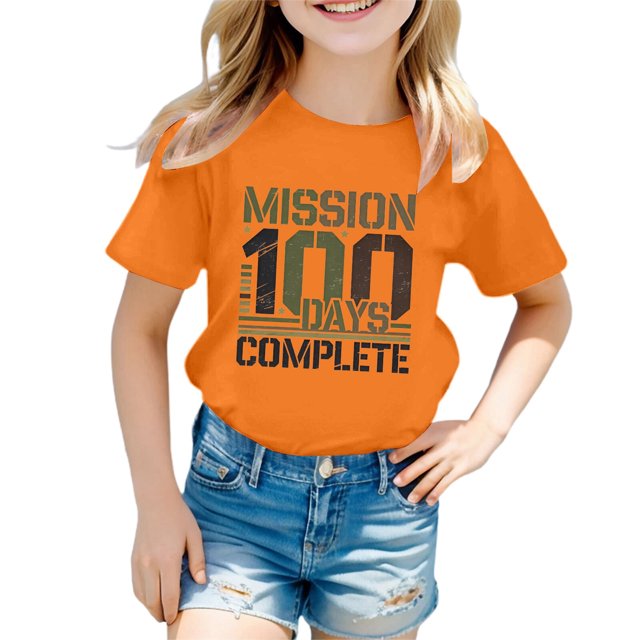Icvfdpl T-Shirts pour Adolescentes, Imprimé Col Rond Manches Courtes T-Shirt Haut Doux pour la Peau Vacances 4-5 Ans