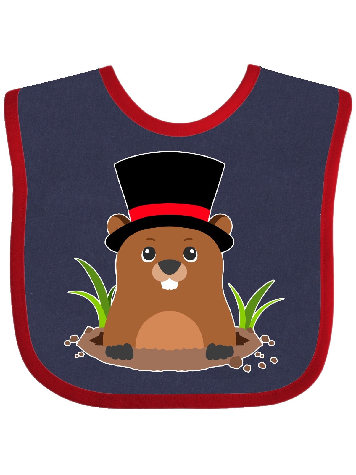 Groundhog Day with Groundhog in Top Hat Baby Bib