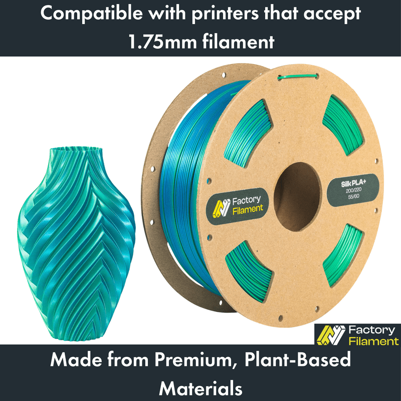 1.75mm Dual Color Silk Blue + Green PLA 3D Printer Filament, 1 KG Spool, Dimensional Accuracy +/- 0.02 mm, Dual Color 3D Printing Filament