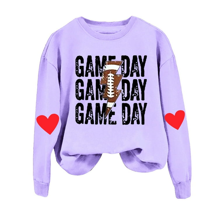 Charmgo Clearance Womens Sweatshirt Women s Football Game Day Pullover Casual Football Mom Hoodie Game Day Sweatshirt Women Purple Sweatshirts for Women XXL Walmart
