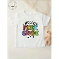 thumbnail image 2 of [Cotton Girl's T-Shirt] Cotton Girl's T-Shirt | Hello, First Grade Letter Print And Star Pattern Print Comfortable And Casual Round Neck Short Sleeved, 2 of 7