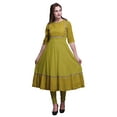thumbnail image 1 of Bimba Yellow2 Robe Anarkali Imprimée Songket Géométrique Longue Robe Maxi Kurtis Indiens pour Femmes Kurti Ethnique Grande, 1 of 5
