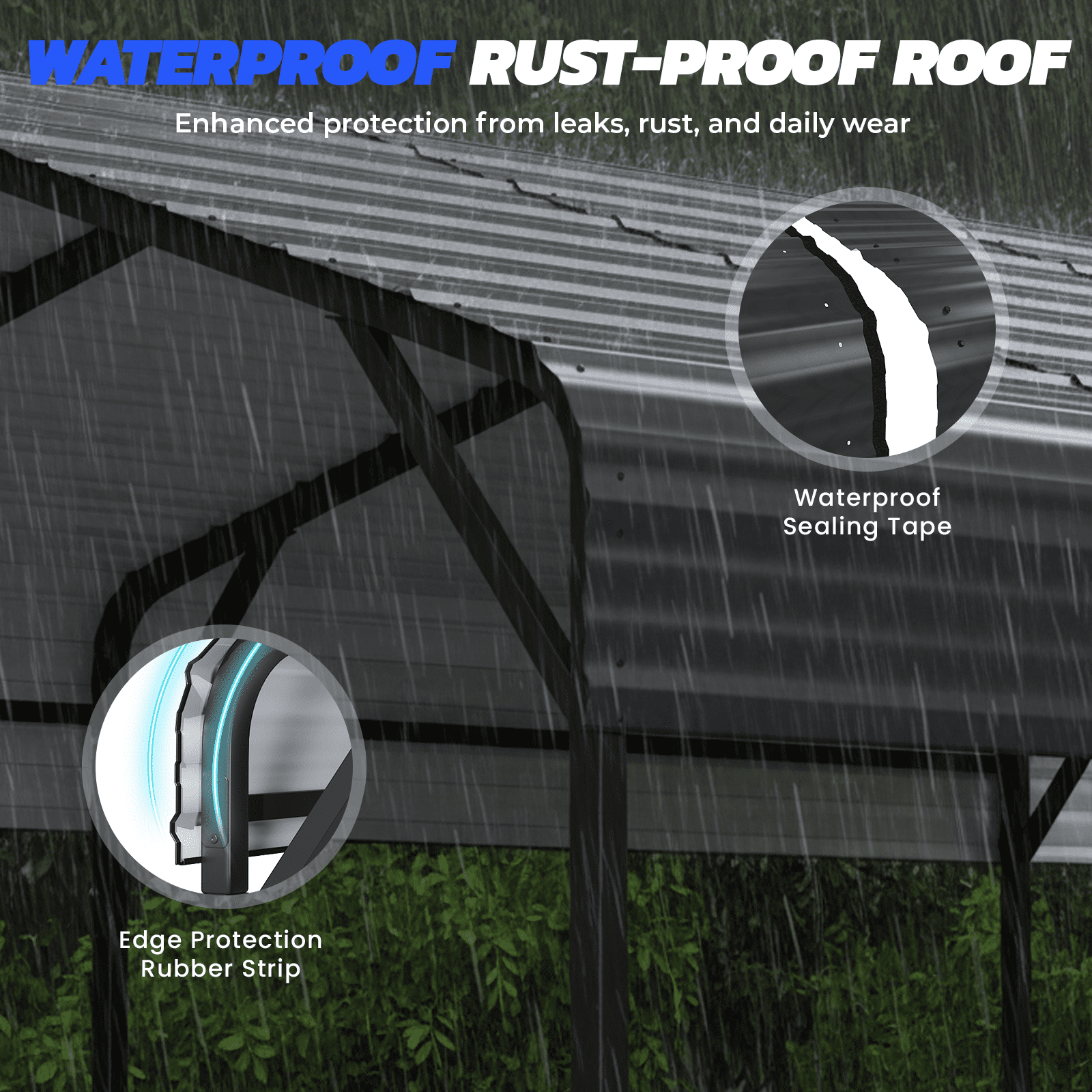 Mellcom Metal Carport 10'x15' ，Heavy Duty Outdoor Carport with Galvanized Metal Roof and Frame for Car,RV and Trucks