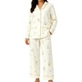thumbnail image 2 of Lumistal Womens Pajama Sets Long Sleeve Button Down Shirt and Capri Pant Cute Patterned Fall Comfy Soft 2 Piece Pajamas Set With Pockets Women's Sleepwear M, 2 of 4