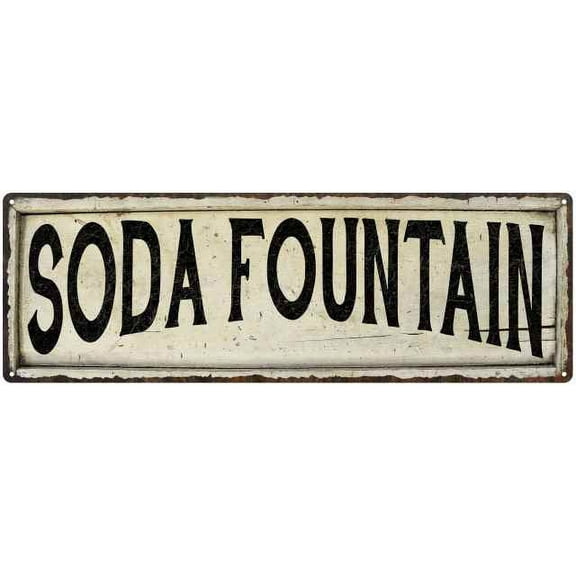 SODA FOUNTAIN Farmhouse Style Wood Look Sign Gift 6x18 Metal Decor 106180028270