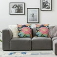 thumbnail image 3 of WERPE Chinoiserie Peony Flower Throw Pillow Covers Set of 2 Decorative Navy Pink Floral Couch Pillow Case Outdoor Farmhouse Sofa Cushion Cover Modern Decor for Bed Living Room 2pcs, 3 of 6