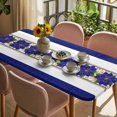 thumbnail image 3 of Blue Poinsettia Christmas Table Cloths for 5 Foot Rectangle Tables, Xmas Botanical Vintage Floral Patio Waterproof Elastic Fitted Tablecloths, Washable Rectangular Table Cover for Camping, 3 of 8