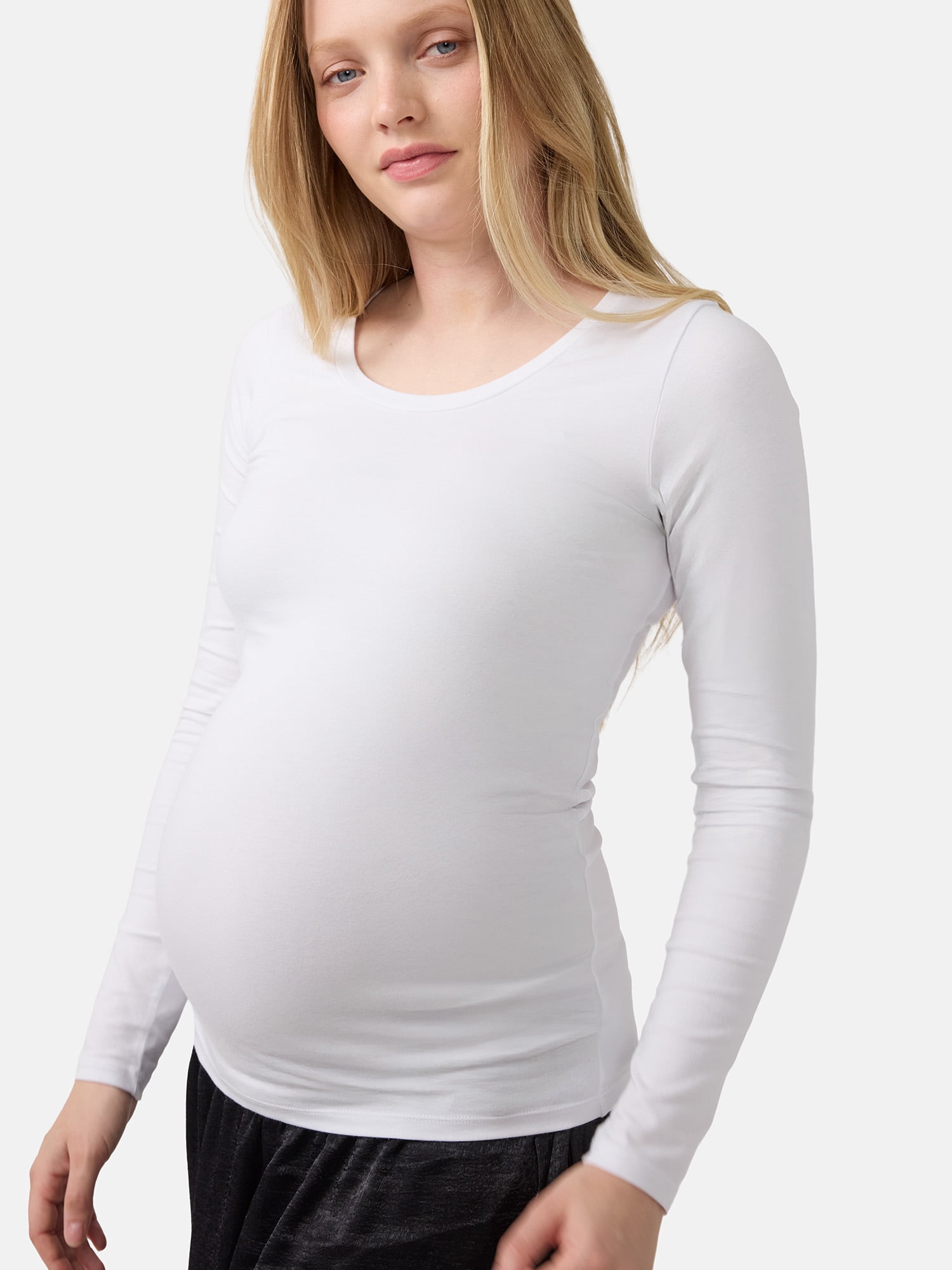 Ingrid & Isabel For Every Belly Women's Maternity Scoop Tee with Long Sleeves, Sizes S-XXL