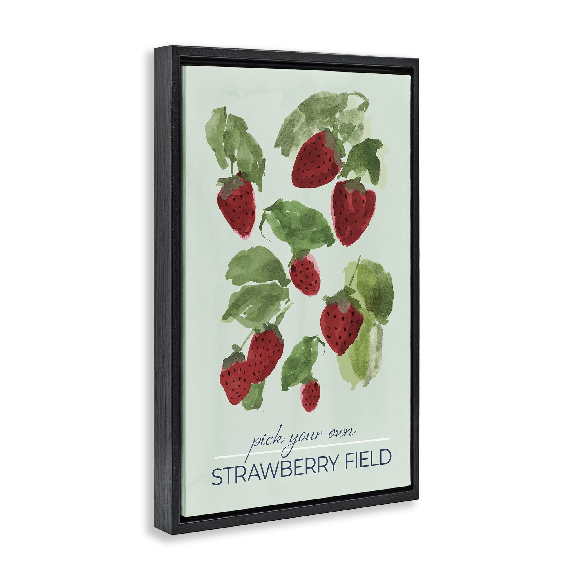 Stupell Industries Strawberry Field Pick Your Own Black Framed Floater Canvas Wall Art, design by Lucille Price