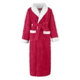 thumbnail image 4 of Lilgiuy Womens Solid Bandage Robe Bathrobe Gown Pajamas Long Sleepwear Pocket Waistband+Belts for Thanksgiving New Year, 4 of 4
