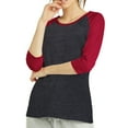 thumbnail image 2 of Sofra/Cottonbell Women Jersey Raglan 3/4 Sleeve Baseball Tee Shirts Top, 2 of 3