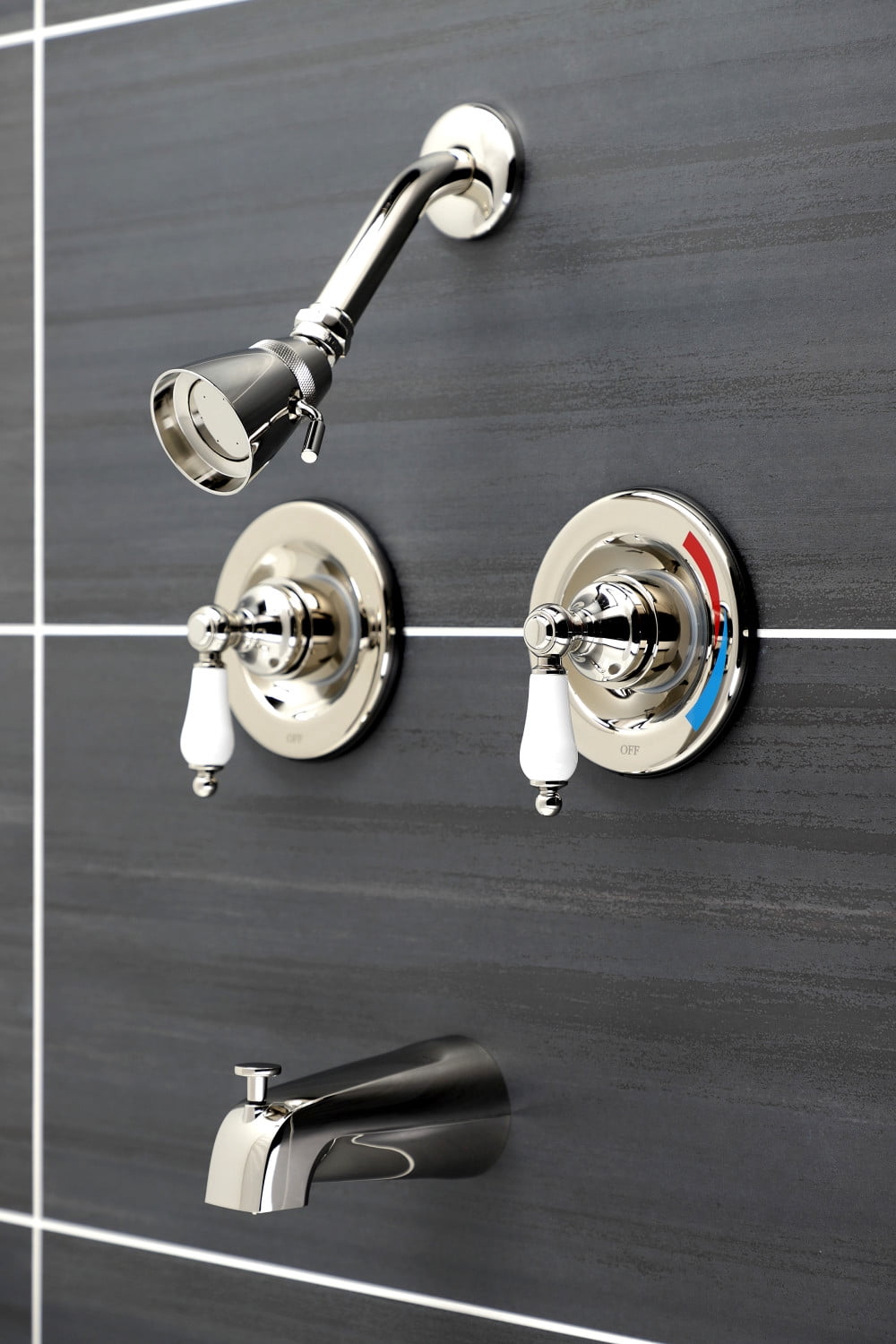 Kingston Brass KB666PL Vintage Pressure Balanced Two-Handle Tub and Shower Faucet, Polished Nickel