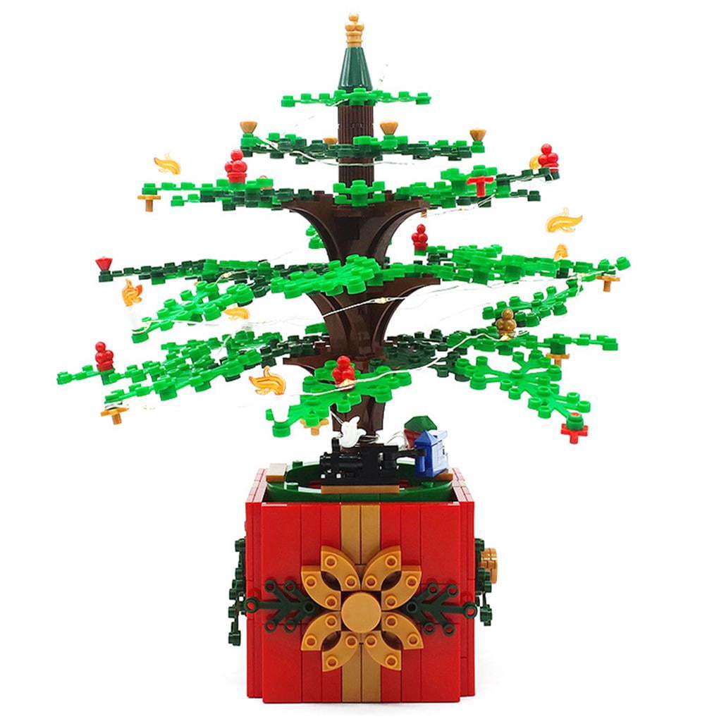 facefd Christmas Tree Building Set Christmas Tree Block Non-toxic Durable with Lights Christmas Tree Building Block Decoration